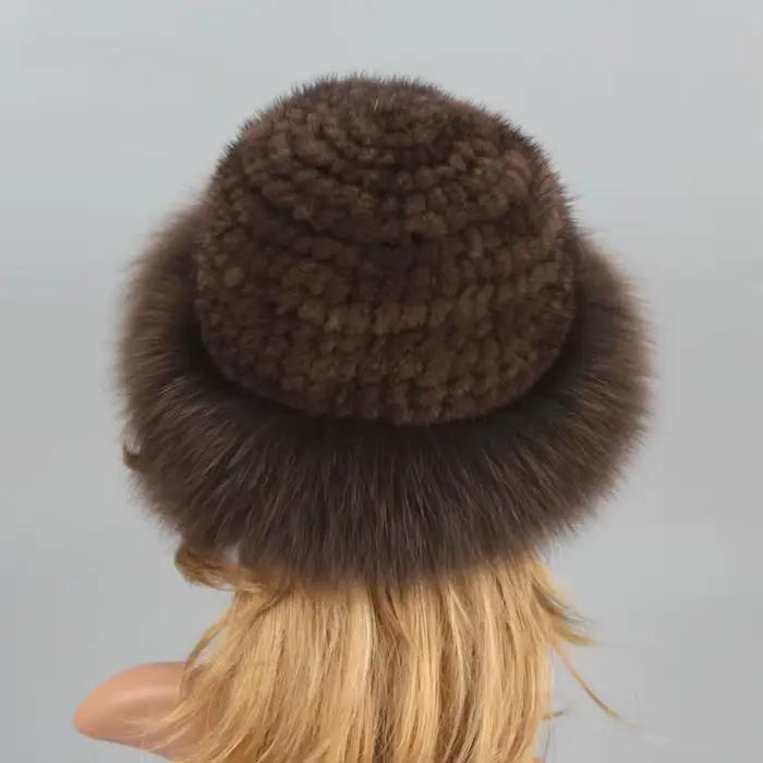 Chapeau d'hiver en fourrure véritable pour femme
