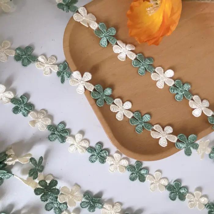 Dentelle Marguerite Verte Fraîche Soluble dans l'Eau pour Chapeaux et Coques de Téléphone – Matériaux DIY et Accessoires Faits Main