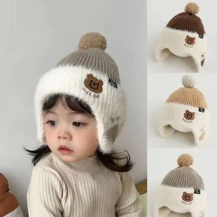 Bébé laine chapeau mignon ours oreille Protection