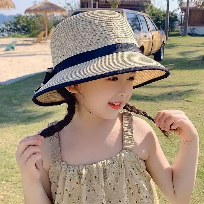 Chapeaux de paille avec nœud en ruban pour enfants