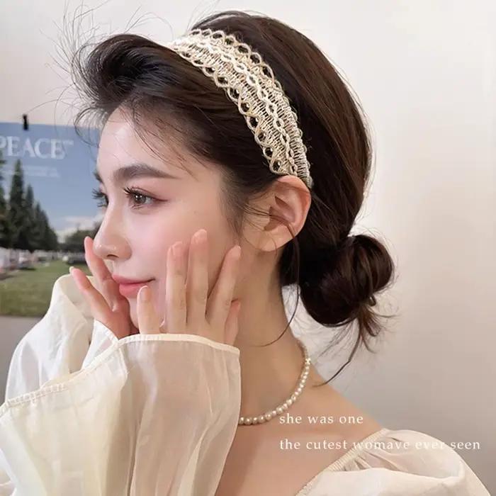 Boho tressé paille bandeau tissage croix cheveux cerceau été plage Style creux
