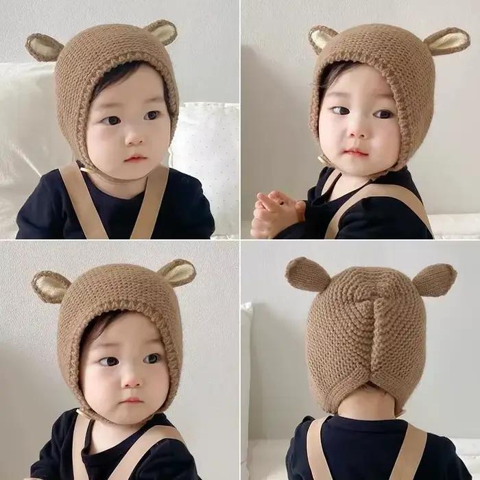 0-2 ans bébé chapeau automne hiver oreille lapin tricoté enfants chapeau infantile filles bébé garçons mignon laine chapeau bébé accessoires nouveau-né