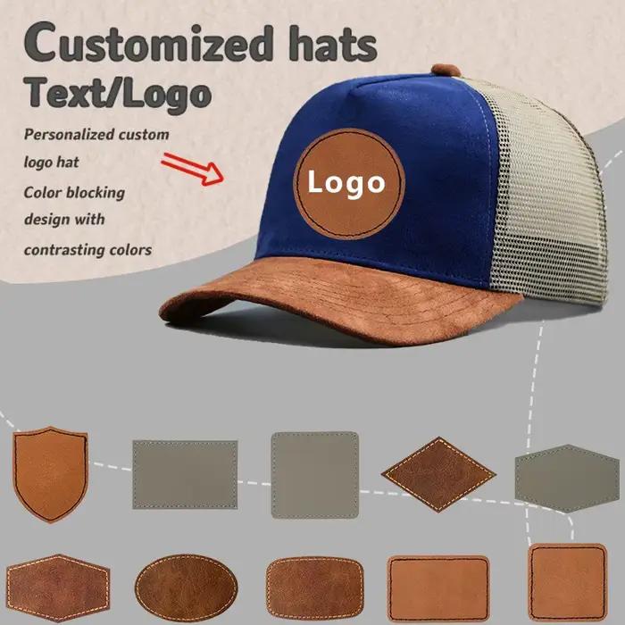 Casquette de Baseball en daim à cinq panneaux avec Logo personnalisé pour hommes et femmes