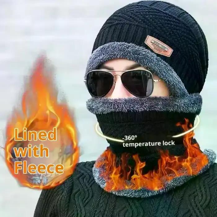 Ensemble hivernal élégant chapeau écharpe résistant au froid pour homme femme extérieur multiseason polyestère minimaliste