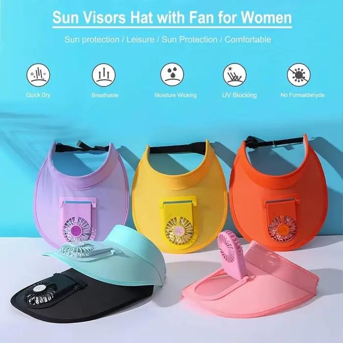 Chapeau de soleil anti-UV tendance à large bord avec ventilateur intégré