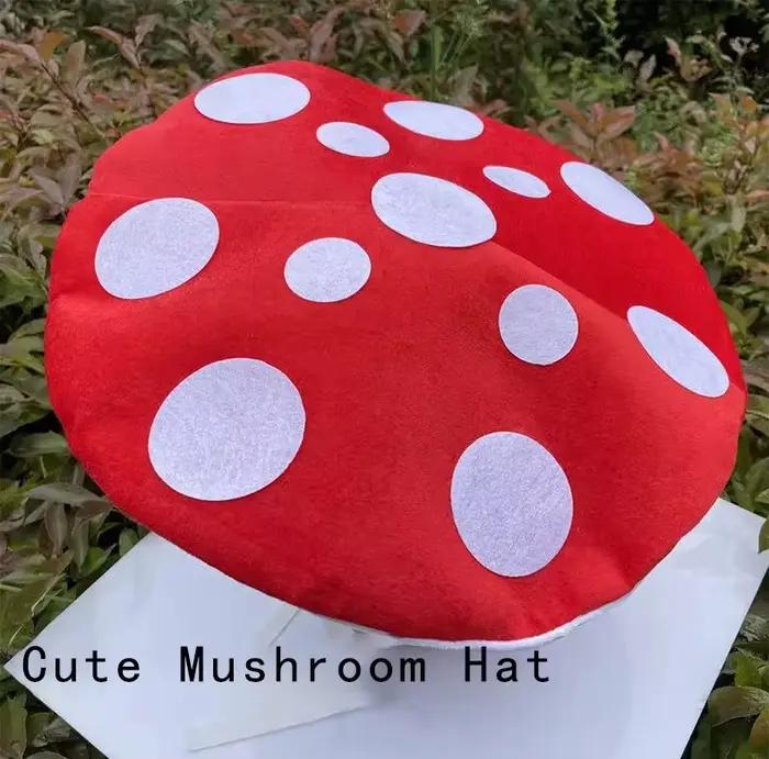 Amanita Muscaria Chapeau de champignon-chapeau de costume d'Halloween tacheté rouge et blanc pour cosplay et fête