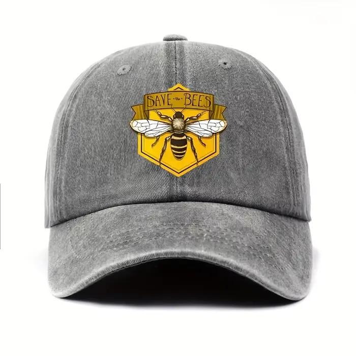 Casquette de baseball imprimée d'abeilles unisexe en polyester pour homme et femme, style décontracté, saison quatre saisons, option réglable
