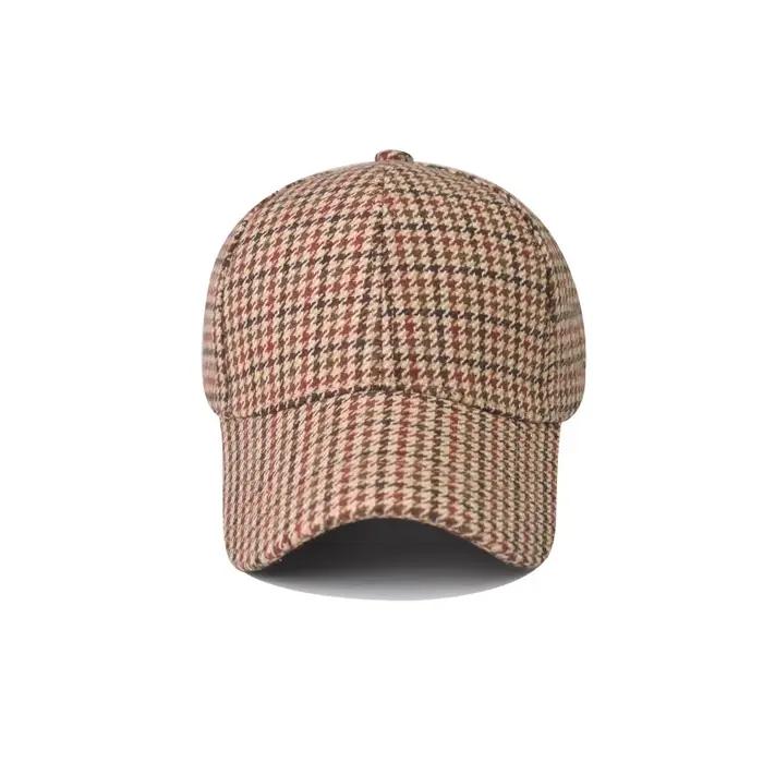 Casquettes de baseball en tissu pied-de-poule marron de la marque FS Luxury pour hommes
