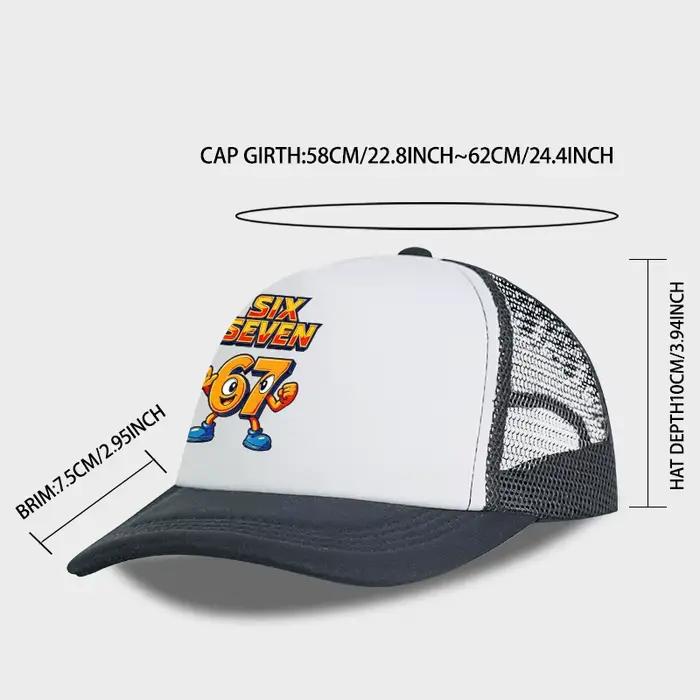 Casquette en maille éponge tendance motif dessin animé 67 Six Seven