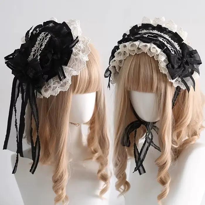 Harajuku Style femme de chambre bandeau noir et blanc élégant