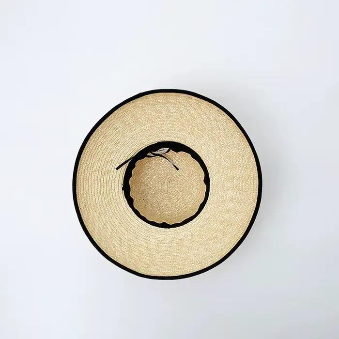 Chapeau d'été en paille à bords noirs pour femmes style sport chic plage protection solaire multifonctionnels occasions estivales