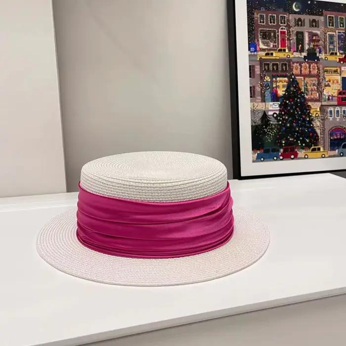 Chapeau de paille français à bord plat pour femme