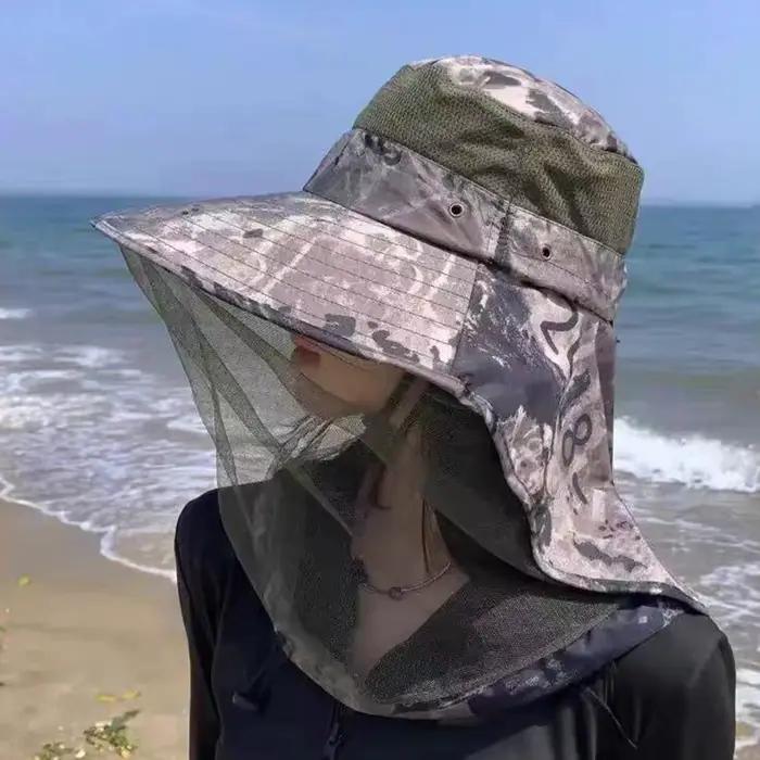 Chapeau de protection UV d'été avec masque facial