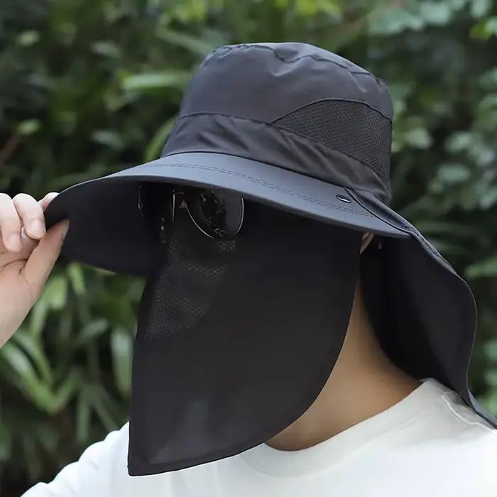 Chapeau de soleil de protection UV pour hommes, polyester respirant, visière large, chapeau de randonnée et de pêche, idéal pour printemps et été