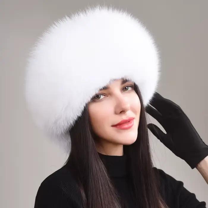 Chapeau en fourrure de renard véritable pour femmes