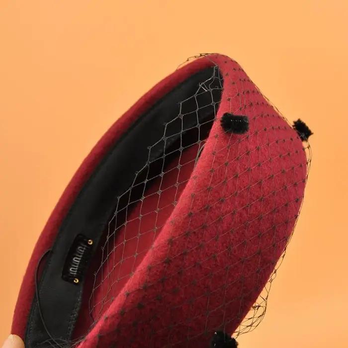 Nouveau chapeau haut de couleur unie cachemire laine chapeaux décontractés maille français Vintage pilulier