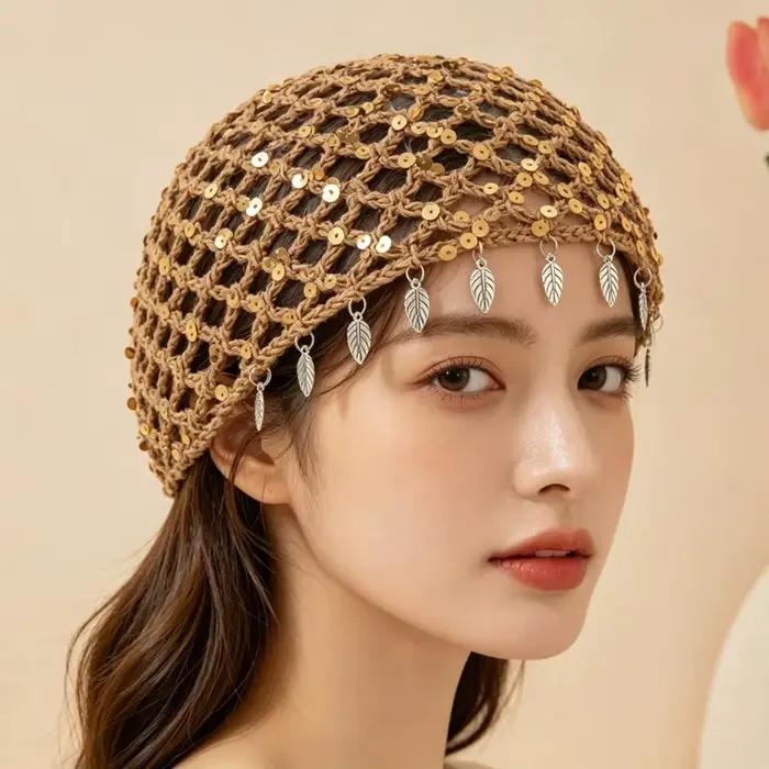 Bonnet à sequins ajouré pour femme – Design respirant d'été