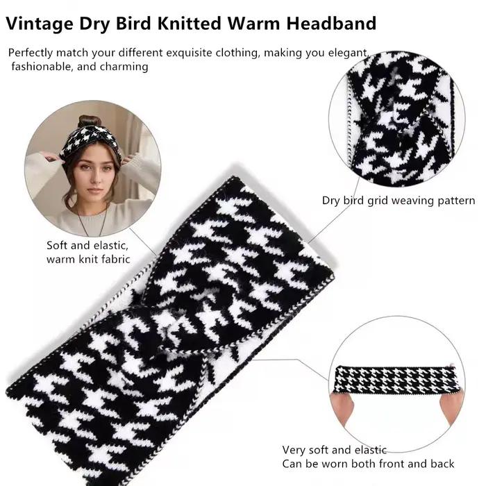 5 pièces/3 pièces ensemble tricoté mille oiseaux mode femmes bandeaux rétro chaud haute élasticité bandeau cheveux Accessoires