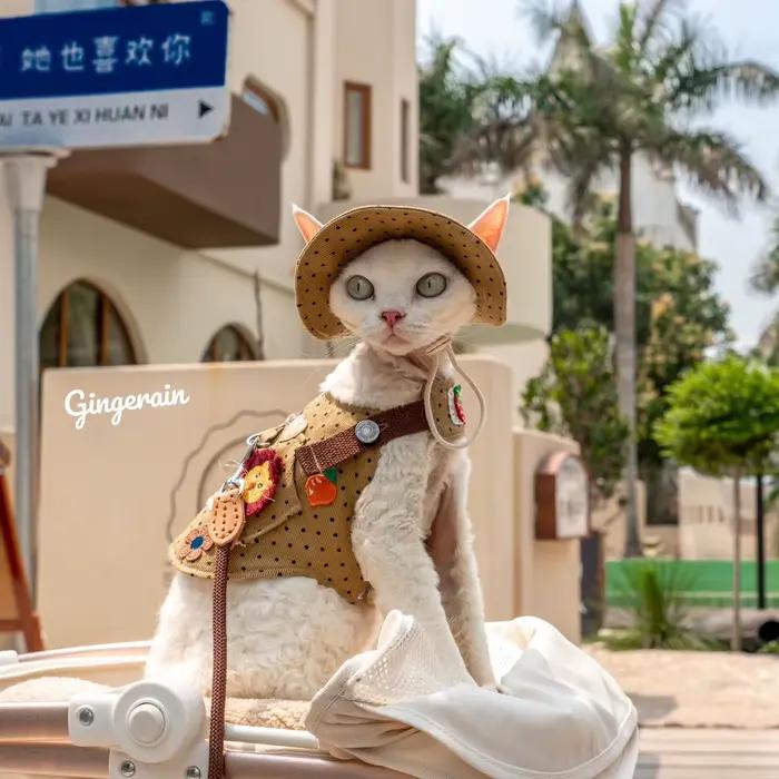 Chapeau de chat en fibre de coton réglable