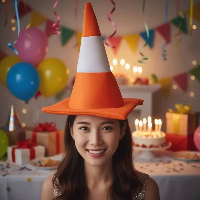 Chapeau de déguisement pliable en forme de cône de signalisation pour carnaval