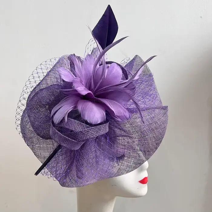 Chapeau fascinateur femme élégant bandeau fleuri plumes pour mariage goûters courses de chevaux garden-parties cocktails