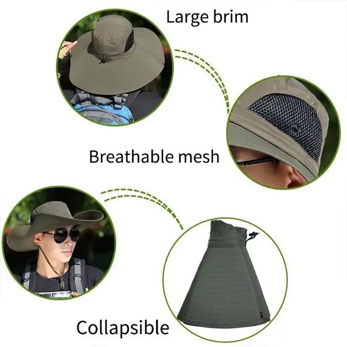 Chapeau de soleil en polyester à grand bord pour hommes et femmes