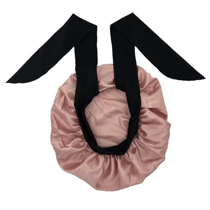 Bonnet en Satin soyeux avec bande de cravate élastique