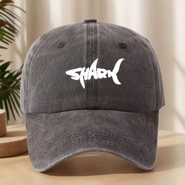 Casquette de baseball à motifs de requin pour hommes avec design rétro lavé adapté au camping en plein air et aux