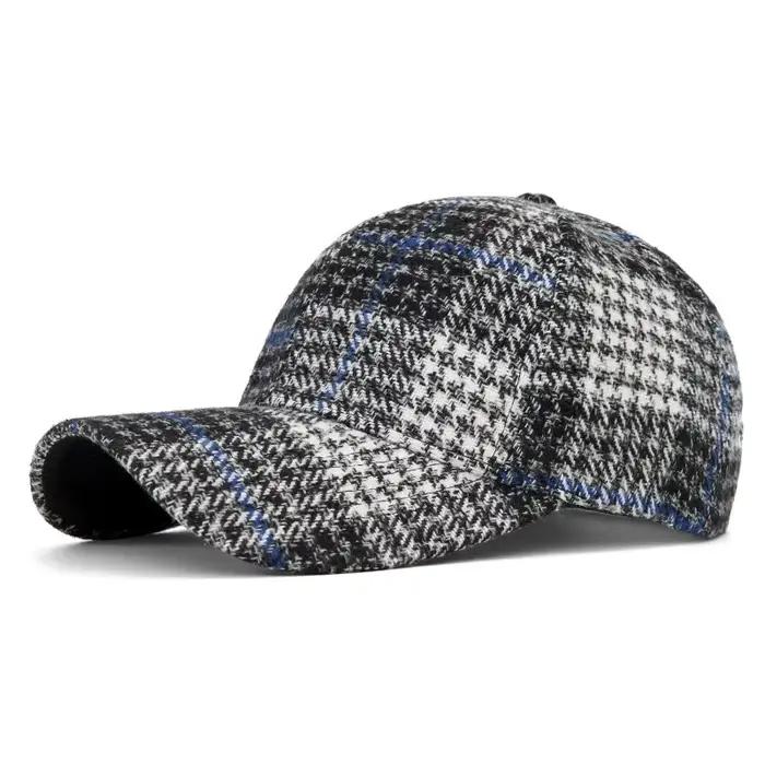 Nouvelle Casquette de Baseball Classique à Carreaux pour Hommes et Femmes Occasions Automnales et Hivernales Bords Rigides et Bec de Canard Amincissant Polyester Multicolore