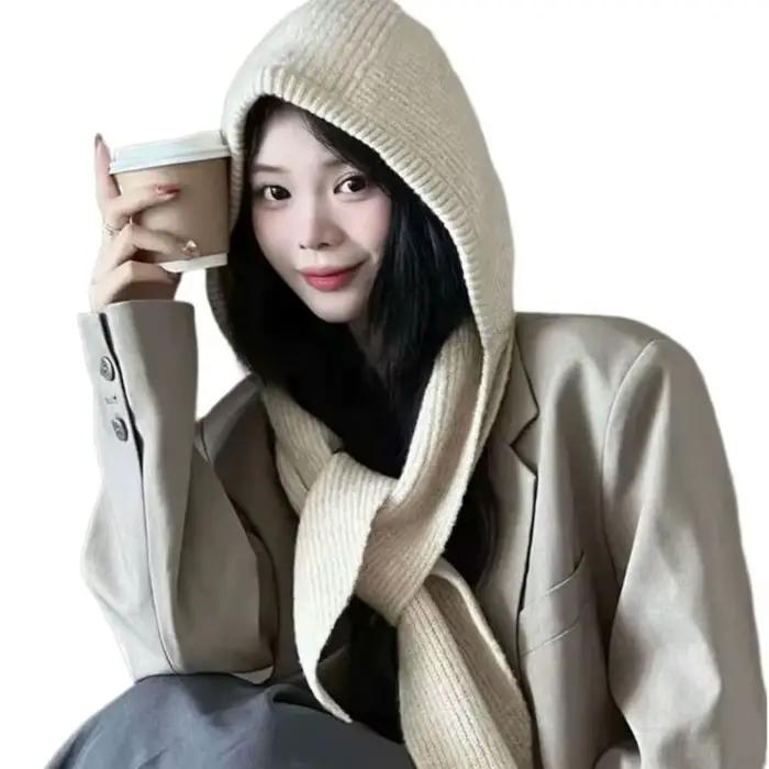 A52E HandCrochet Gaiter Chapeau pour adulte Unisexe Hiver Soft Chatal Caudine Caps Écharpe