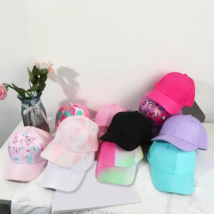 Casquette de baseball pour enfant fille et garçon, chapeau de soleil, dos creux, queue de cheval, snapback hip hop, os réglables pour activités extérieures, randonnée, voyage, pêche, photographie, fête