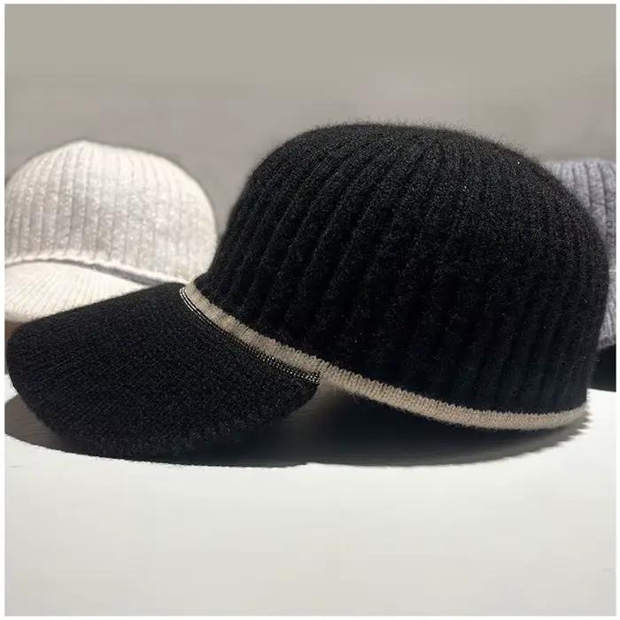 Casquettes de baseball en laine ornées pour femmes et hommes, chapeau tricoté
