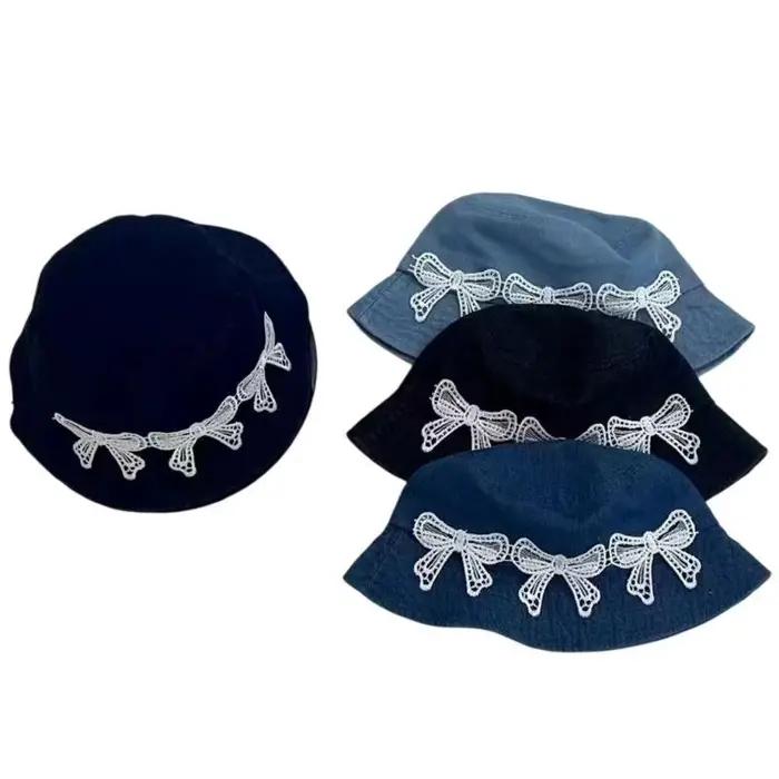 Chapeau pêcheur en dentelle avec nœud papillon 39BB