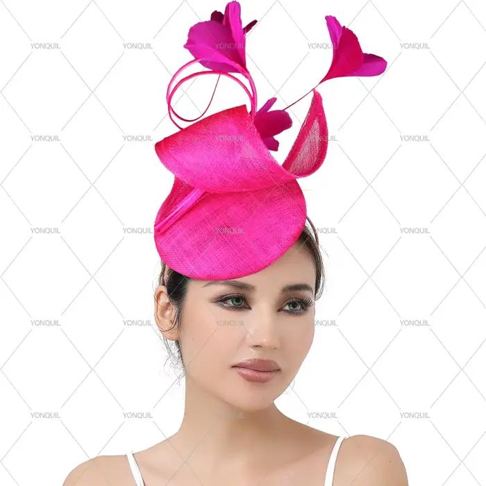 Belle Sinamay haute qualité femmes Fascinator chapeau bandeau arc casque de mariage avec pince à cheveux Cridal fête