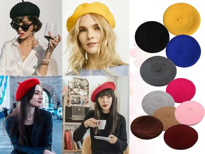 Chapeau de soleil élégant en maille à pois avec large bord pour femme