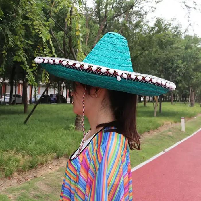 Chapeaux de paille colorés à large bord pour femmes