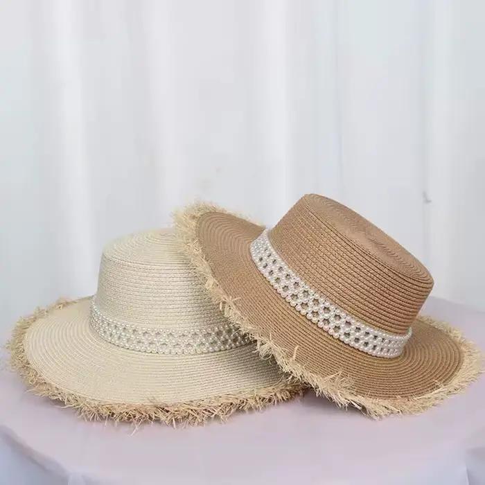 Chapeau de soleil d'été en paille pour femmes