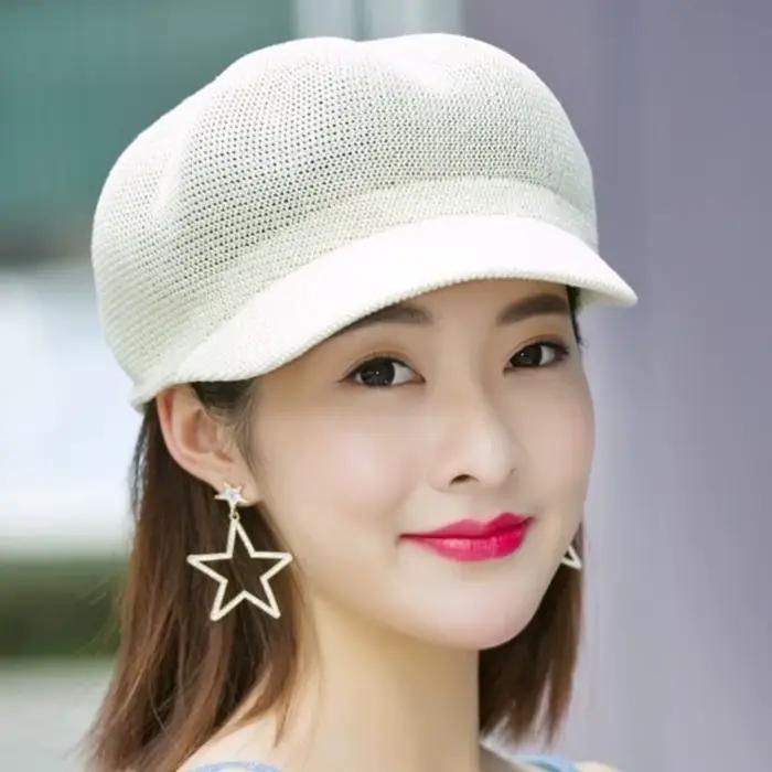Casquette décontractée unie en tissu fin pour femme