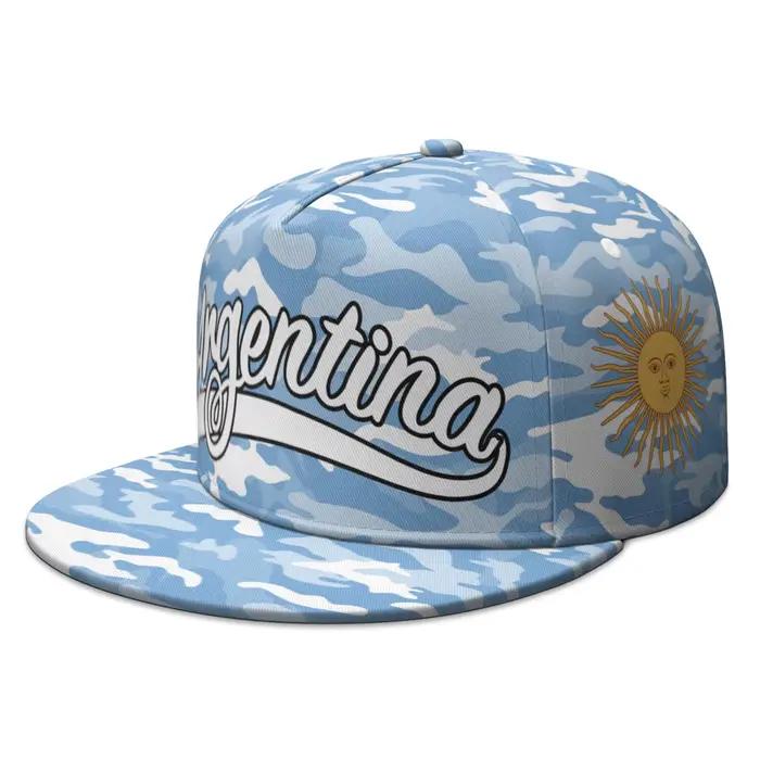 Argentine gratuit nom personnalisé numéro Logo casquette à bords plats voyage pays gymnases Ar drapeaux espagnol nation