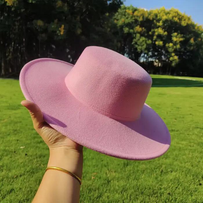 9 couleurs à large bord doux fedora Canotier Chapeau Flat Top