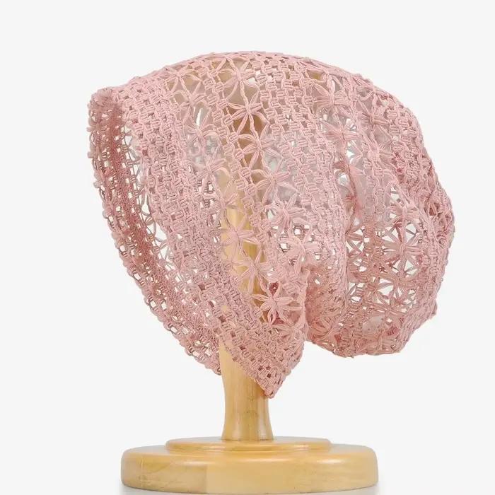 Chapeau en dentelle respirant à rayures douces en polyester pour femmes, style décontracté et tendance, multifonction, ajustement élastique, quatre saisons