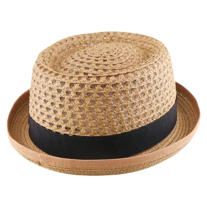 Chapeau d'été en paille unisexe léger et classique avec maille respirante pour homme