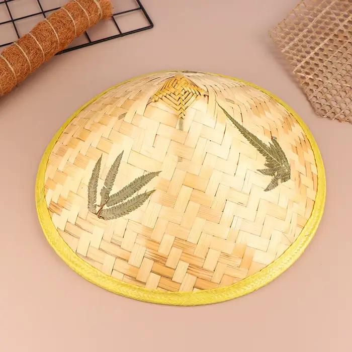 Chapeau de pêcheur chinois rétro en rotin de bambou