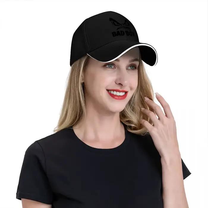 Casquette de baseball noire brodée avec logo BAD BOY et motif visage en colère