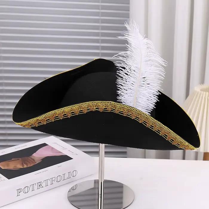 Chapeau de pirate à plumes rétro accessoire cosplay pour adultes occasions spéciales halloween carnaval