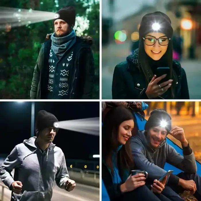 Chapeau tricoté avec lumière LED
