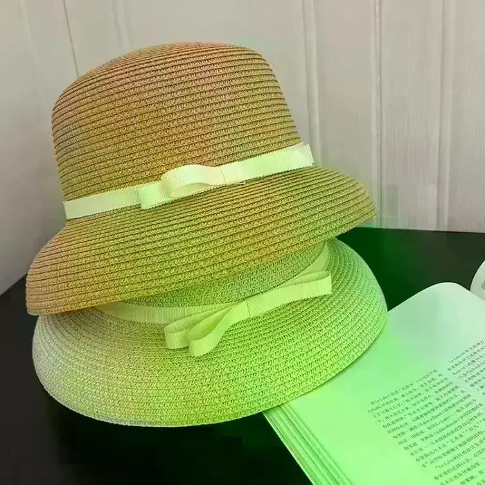 Chapeau de soleil élégant pour femme style Hepburn avec nœud décoratif