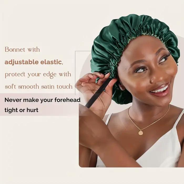 Bonnet de couchage réversible en satin double couche hypoallergénique pour adultes, doux et améliorant les boucles, pour usage quotidien et voyage