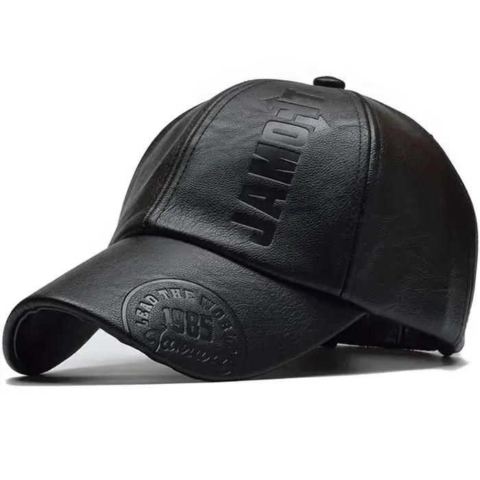 Hommes Vintage Casquette de Baseball réglable en cuir PU chapeau à rabat Para Hombre
