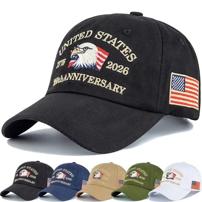 Casquette de Baseball Americaine 250eme Anniversaire 1776 2026 Motif Aigle Chapeau Unisexe Coton Decontrate Occasions Spéciales